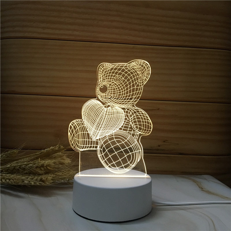 Abajur Led Holograma 3D Ilusion